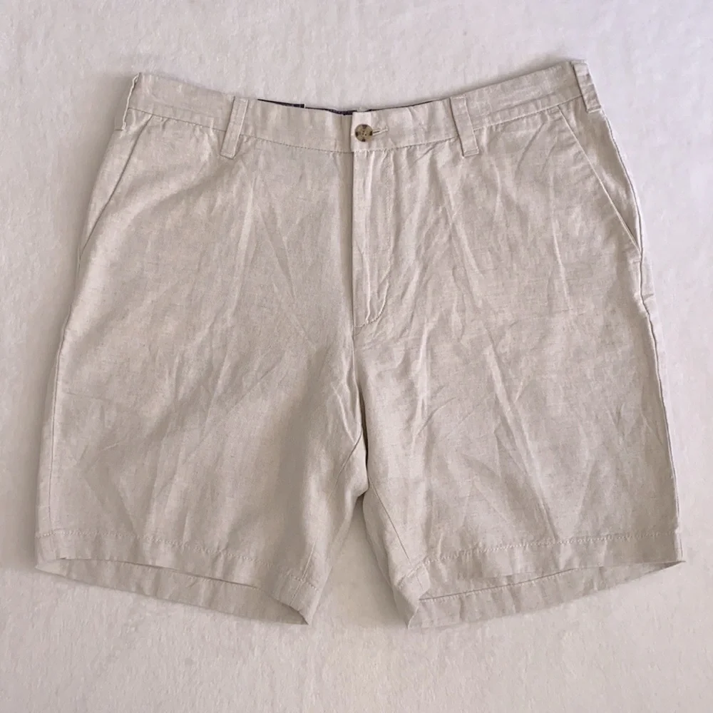 {NWT} Nautica | Linen Cotton Blend Classic Fit Flat Front Short Wheat Flax (36) - Picture 15 of 15
